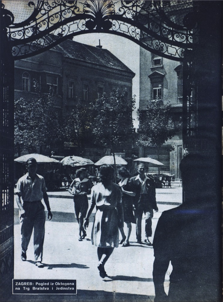 Trg Bratstva i Jedinstva kolovoz 1946. godine, pogled iz Oktogona